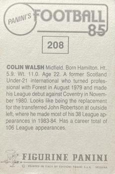 1984-85 Panini Football 85 (UK) #208 Colin Walsh Back