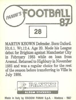 1986-87 Panini Football 87 (UK) #28 Martin Keown Back