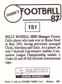 1986-87 Panini Football 87 (UK) #151 Billy McNeill Back
