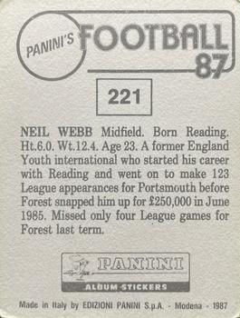 1986-87 Panini Football 87 (UK) #221 Neil Webb Back