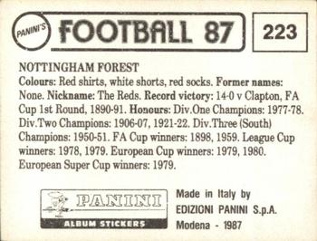 1986-87 Panini Football 87 (UK) #223 Team Photo Back