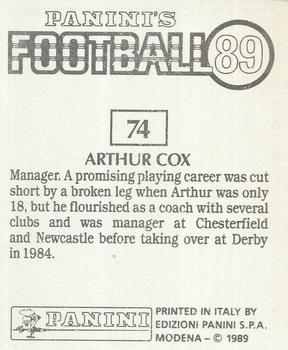 1988-89 Panini Football 89 (UK) #74 Arthur Cox Back