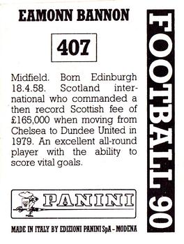 1989-90 Panini Football 90 (UK) #407 Eamonn Bannon Back