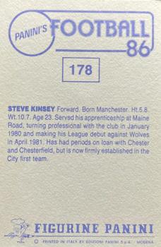 1985-86 Panini Football 86 (UK) #178 Steve Kinsey Back
