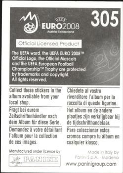 2008 Panini UEFA Euro 2008 Stickers #305 Marco Amelia Back