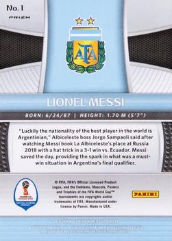 2018 Panini Prizm FIFA World Cup - Hyper Prizm #1 Lionel Messi Back