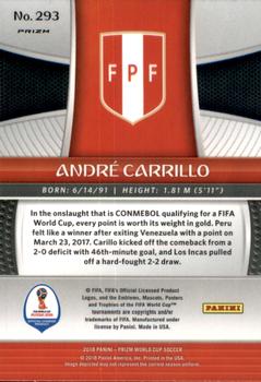 2018 Panini Prizm FIFA World Cup - Lazer Prizm #293 Andre Carrillo Back