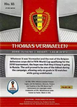 2018 Panini Prizm FIFA World Cup - Red & Blue Wave Prizm #18 Thomas Vermaelen Back