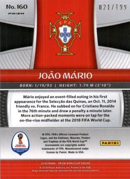 2018 Panini Prizm FIFA World Cup - Blue Prizm #160 Joao Mario Back