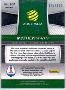 2018 Panini Prizm FIFA World Cup - Blue Prizm #267 Mathew Ryan Back