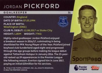 2018 Topps Platinum Premier League - Green #31 Jordan Pickford Back