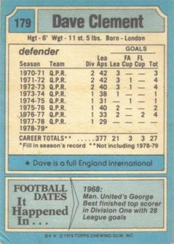 1979-80 Topps #179 Dave Clement Back