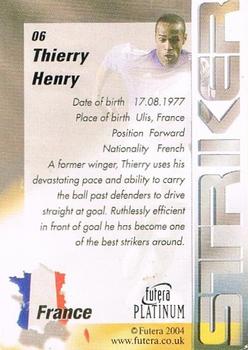 2003 Futera Platinum World Football #6 Thierry Henry Back