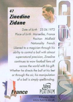 2003 Futera Platinum World Football #47 Zinedine Zidane Back