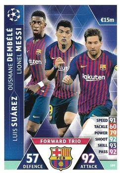 2019 Topps Match Attax UEFA Champions League Road To Madrid 19 #109 Lionel Messi / Luis Suárez / Ousmane Dembélé Front