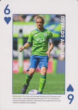 2018 CHI Franciscan Seattle Sounders FC Playing Cards #6♥ Osvaldo Alonso Front