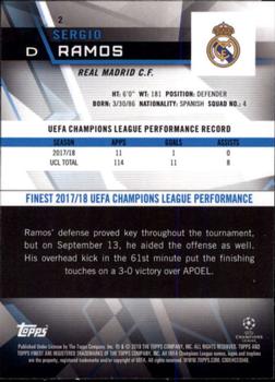 2018-19 Finest UEFA Champions League - Blue Refractor #2 Sergio Ramos Back