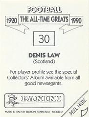 1990 Panini Football The All-Time Greats (1920-1990) #30 Denis Law Back