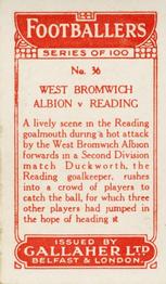 1928 Gallaher Ltd Footballers #36 West Bromwich Albion v Reading Back