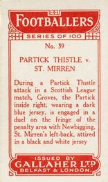 1928 Gallaher Ltd Footballers #39 Partick Thistle v St. Mirren Back
