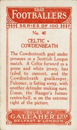 1928 Gallaher Ltd Footballers #40 Celtic v Cowdenbeath Back