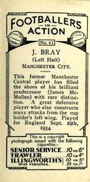 1934 Gallaher Footballers in Action #41 Jackie Bray Back