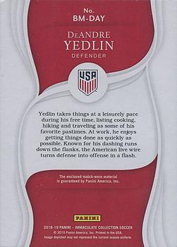 2018-19 Panini Immaculate Collection - Boot Memorabilia #BM-DAY DeAndre Yedlin Back