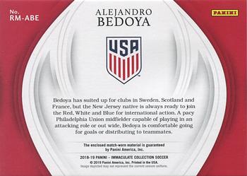 2018-19 Panini Immaculate Collection - Remarkable Memorabilia Sapphire #RM-ABE Alejandro Bedoya Back