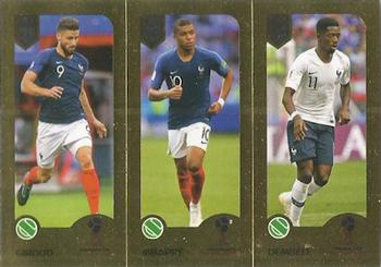 2019 Panini FIFA 365 (Green Back) #410 Olivier Giroud / Kylian Mbappe / Ousmane Dembele Front