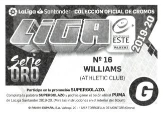 2019-20 Panini LaLiga Santander Este Stickers - Serie Oro #16 Williams Back