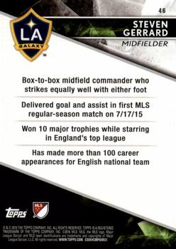 2016 Topps Apex MLS - Orange #46 Steven Gerrard Back