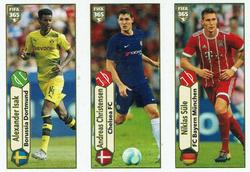 2018 Panini FIFA 365 Stickers #132a/132b/132c Alexander Isak / Andreas Christensen / Niklas Süle Front