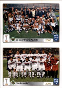 2015-16 Panini FIFA 365 The Golden World of Football Stickers #15 / 16 2000: SC Corinthians Paulista / 2005: Sao Paulo FC Front
