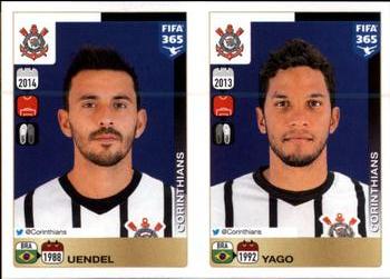 2015-16 Panini FIFA 365 The Golden World of Football Stickers #168 / 169 Uendel / Yago Front