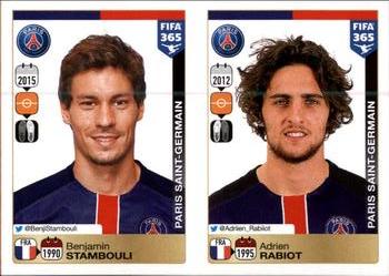 2015-16 Panini FIFA 365 The Golden World of Football Stickers #453 / 454 Benjamin Stambouli / Adrien Rabiot Front