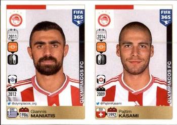 2015-16 Panini FIFA 365 The Golden World of Football Stickers #530 / 531 Giannis Maniatis / Pajtim Kasami Front