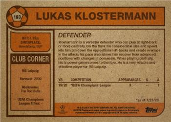 2020 Topps Living UEFA Champions League #193 Lukas Klostermann Back