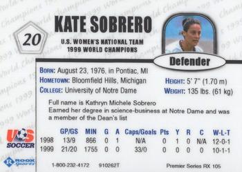 1999 Roox U.S. Women's National Team Premier Edition #910262TS Kate Sobrero Back