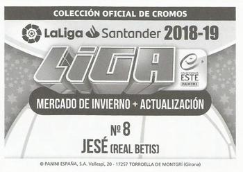 2018-19 Panini LaLiga Santander Este Stickers - Mercado de Invierno + Actualización #8 Jese Back