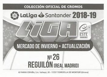 2018-19 Panini LaLiga Santander Este Stickers - Mercado de Invierno + Actualización #26 Sergio Reguilon Back