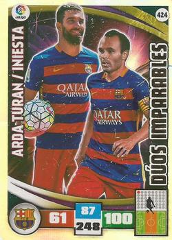 2015-16 Panini Adrenalyn XL Liga BBVA #424 Arda Turan / Andres Iniesta Front