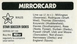 1971-72 The Mirror Mirrorcard Star Soccer Sides #95 Wales Back