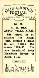 1935 John Sinclair English & Scottish Football Stars #36 Ronnie Dix Back