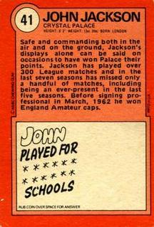 1972 A&BC Red Backs #41 John Jackson Back
