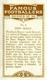 1924 British American Tobacco Famous Footballers #6 John McKay Back