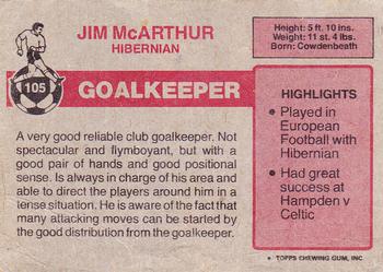 1976-77 Topps Footballers (Scottish, Red backs) #105 Jim McArthur Back