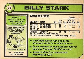 1978-79 Topps Footballers (Scottish, Green backs) #38 Billy Stark Back