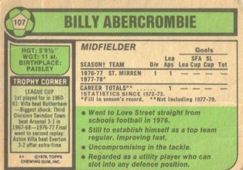 1978-79 Topps Footballers (Scottish, Green backs) #107 Billy Abercromby Back