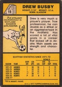 1977-78 Topps Footballers (Scottish, Yellow backs) #15 Drew Busby Back