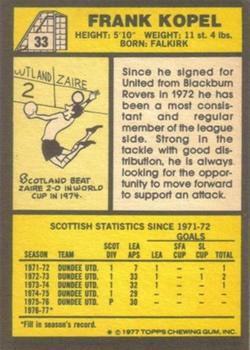 1977-78 Topps Footballers (Scottish, Yellow backs) #33 Frank Kopel Back